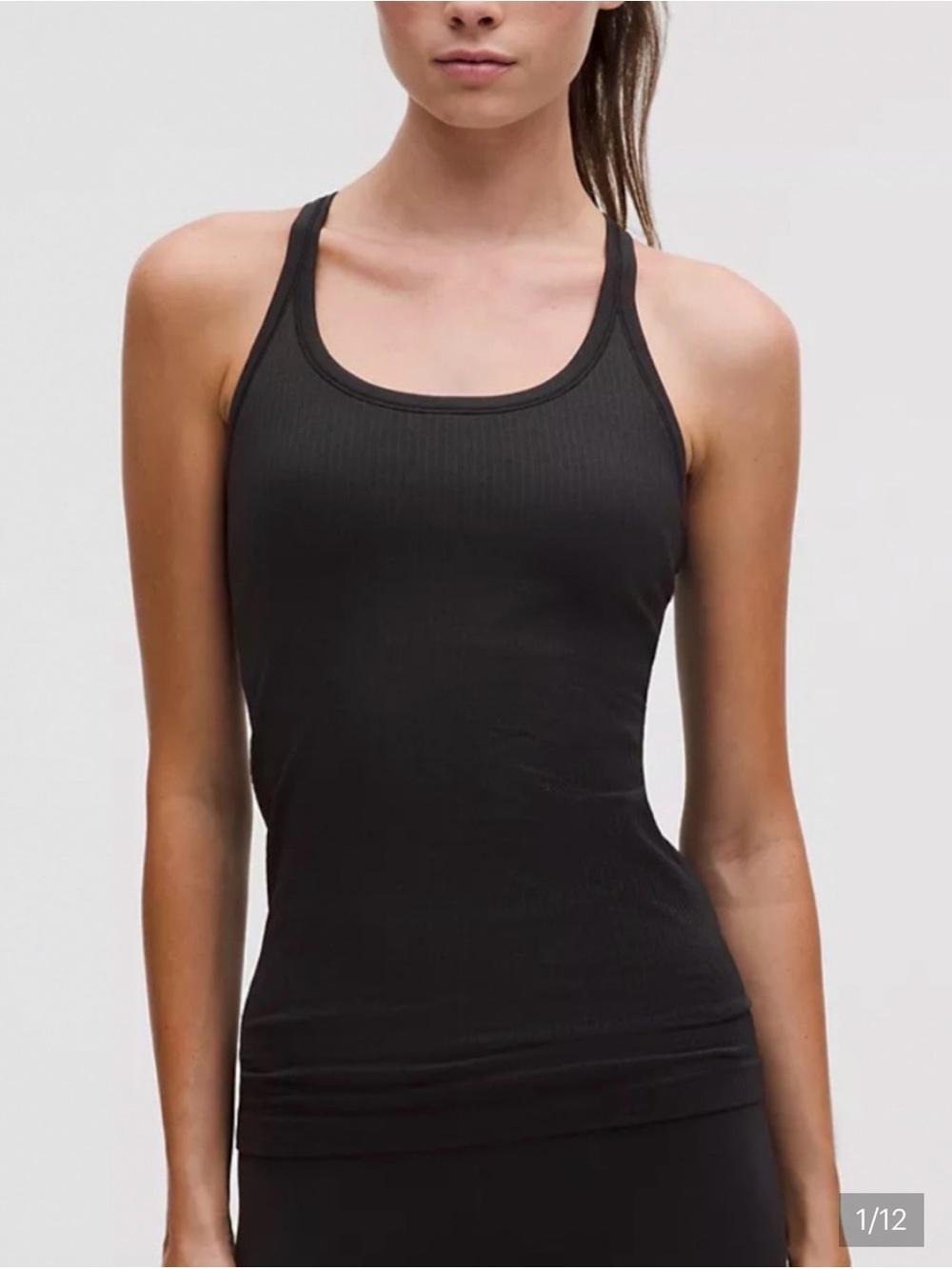 Lululemon Ebb Street Ribbed Black Racerback Tank Top - Women